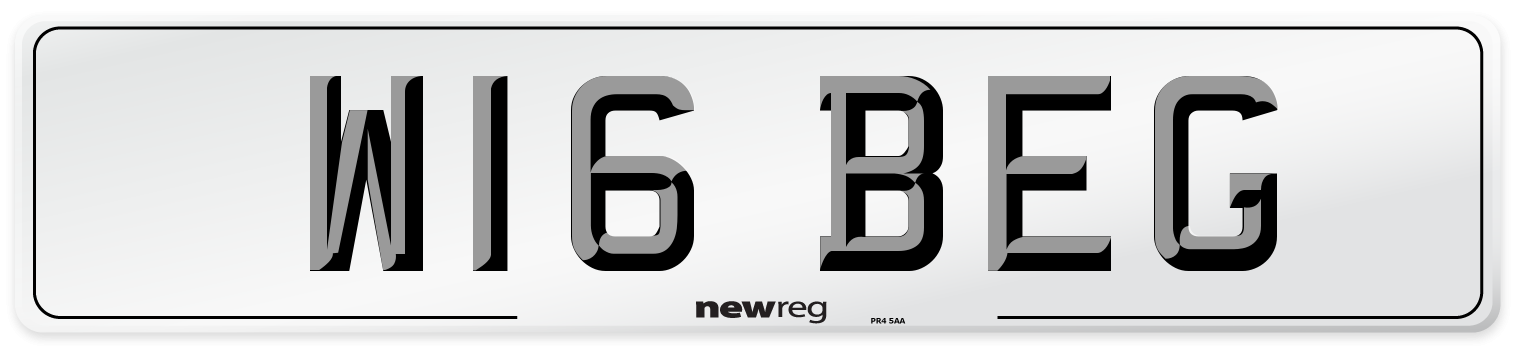 W16 BEG Number Plate from New Reg